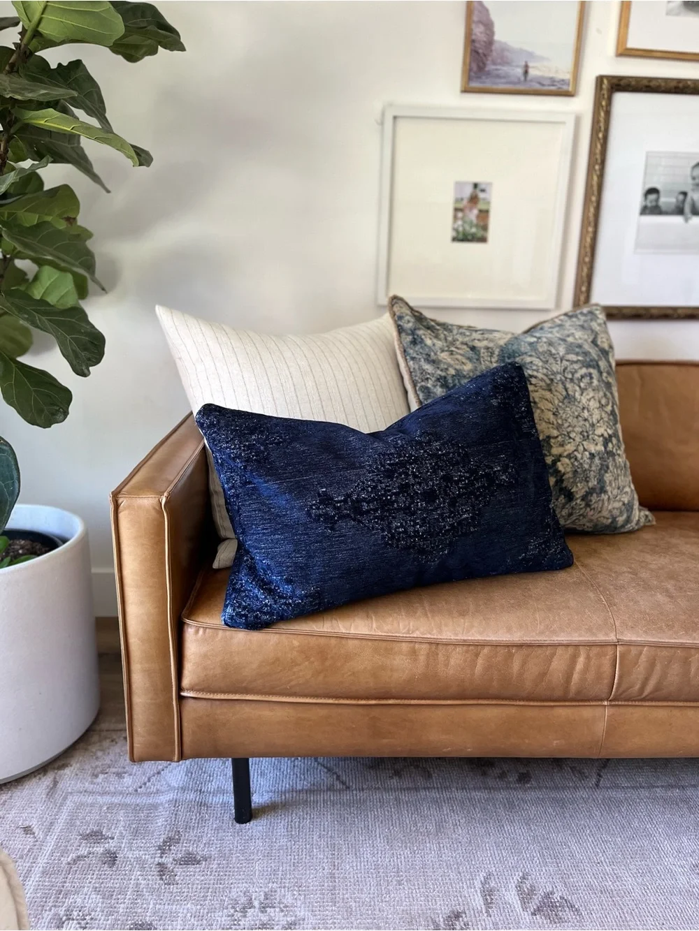 Pottery Barn Navy Indigo Maddi Lumbar Pillow Cover
